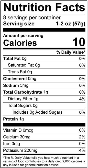 Green Life Farms Baby Romaine Nutritional Information